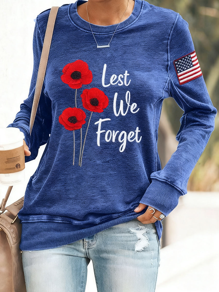 Women's Lest We Forget Casual Sweatshirt gracestitchs