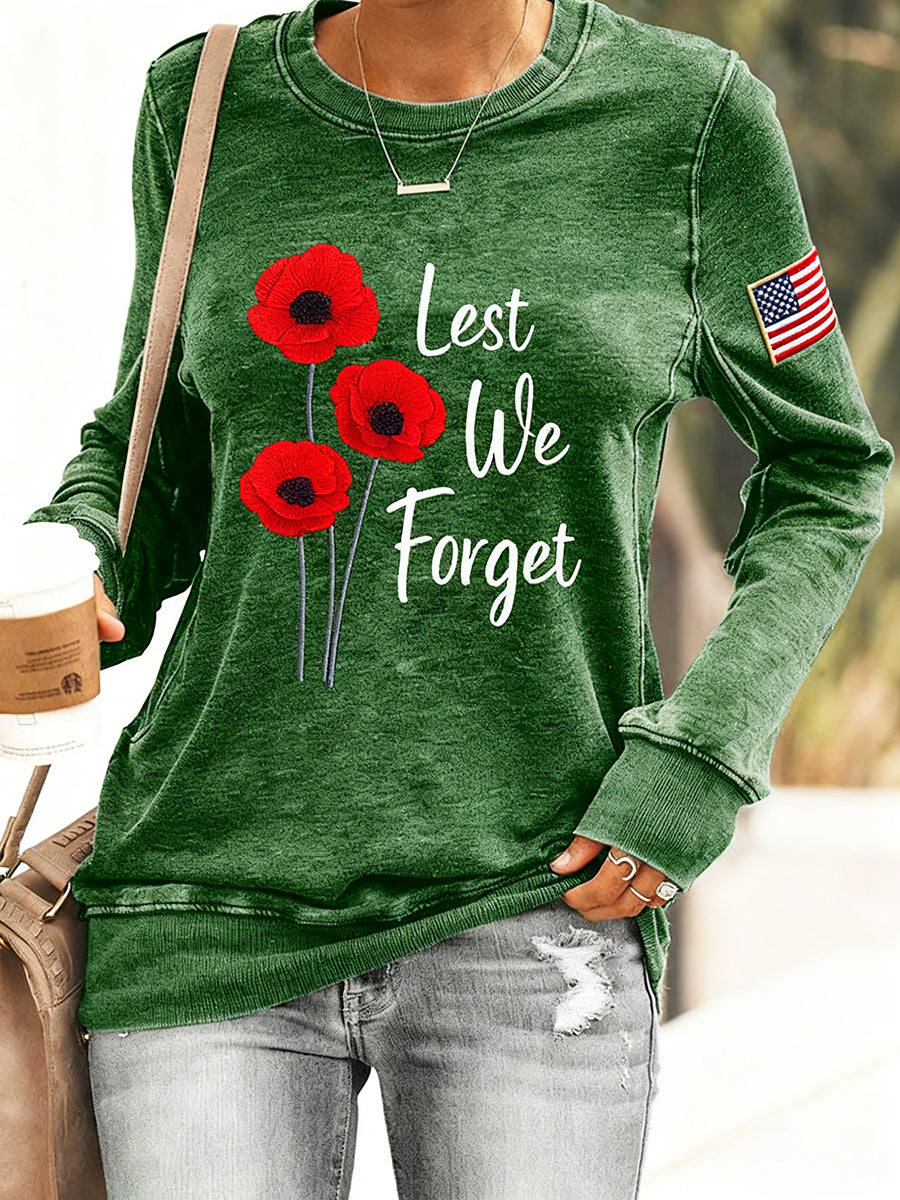 Women's Lest We Forget Casual Sweatshirt gracestitchs