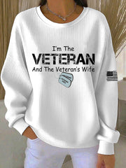 Women's I'm The Veteran And The Veteran's Wife Printed Sweatshirt gracestitchs
