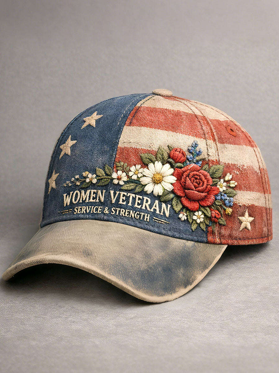 Women Veteran service strength unisex retro hats gracestitchs
