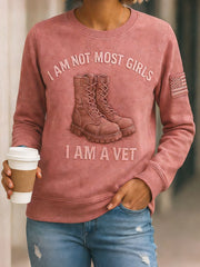 Women's I am not like most girls, I am a veteran sweatshirts gracestitchs