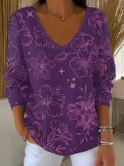 Women's Purple Art Printed Casual Top gracestitchs