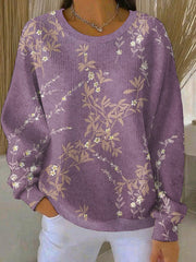 Women's Purple Art Print Casual Sweatshirt gracestitchs