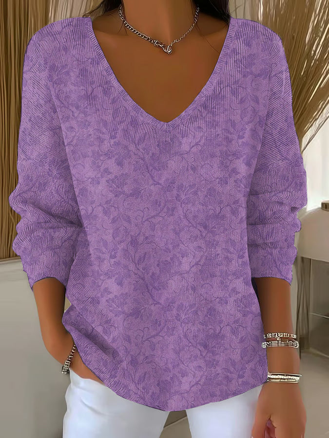 Women's Purple Art Printed Casual Top gracestitchs