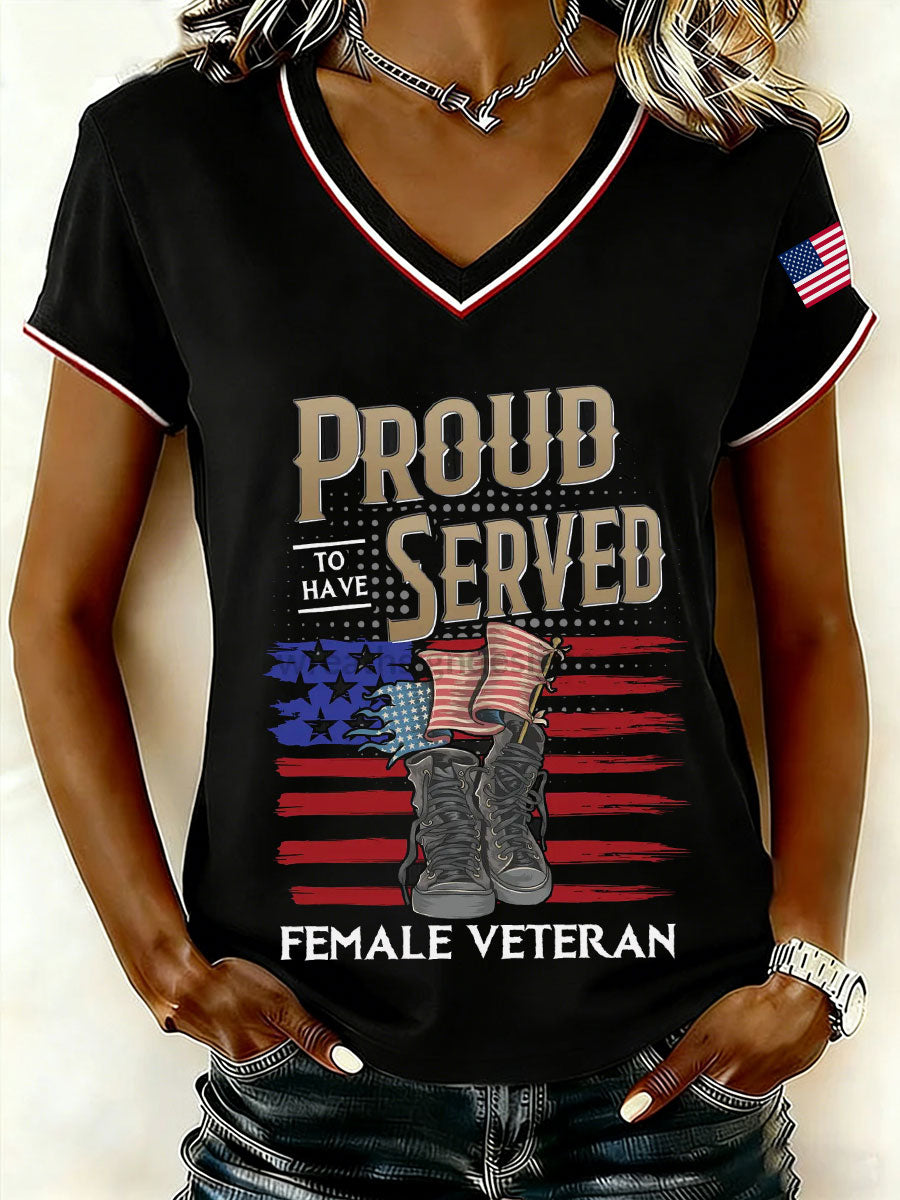 Women's Proud Served V-Neck T-Shirts gracestitchs