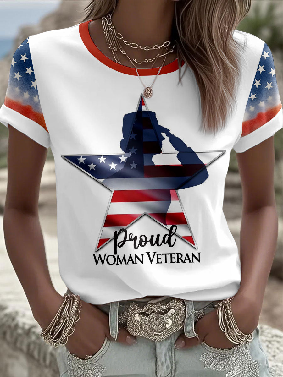Women's 'Proud Woman Veteran' T-shirts gracestitchs