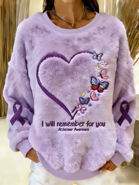 Women's Alzheimer's Awareness Printed Flannel Hoodie