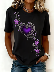 Women's Vintage Purple Floral Art Print short-sleeved T-shirt gracestitchs