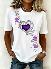 Women's Vintage Purple Floral Art Print short-sleeved T-shirt gracestitchs