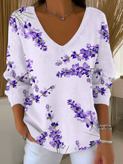 Women's Purple Art Printed Casual Top gracestitchs