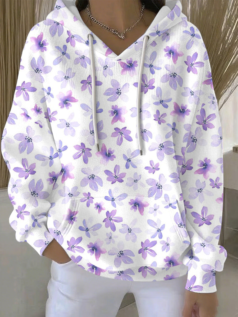 Women's Purple Art Print Casual Hoodie gracestitchs