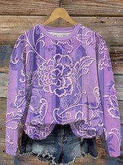 Women's Purple Art Print Sweatshirt gracestitchs