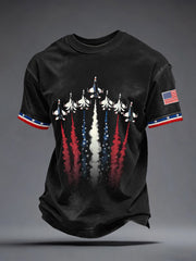 Men's USA Inspired Fighter Jets Print Vintage T-Shirt gracestitchs