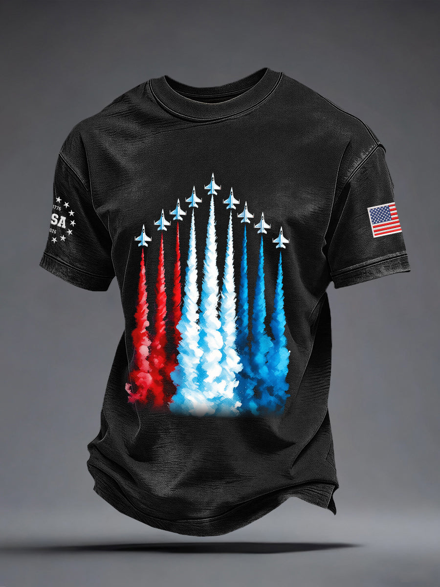 Men's USA Inspired Fighter Jets Print T-Shirt gracestitchs