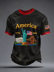 Men's USA 1776-2026 Print Vintage T-Shirt gracestitchs