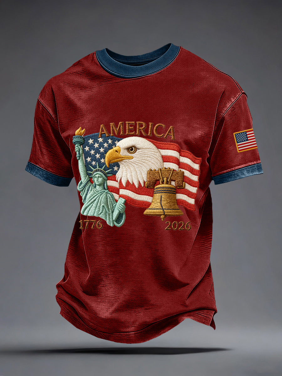 Men's USA 1776-2026 Print Vintage T-Shirt gracestitchs