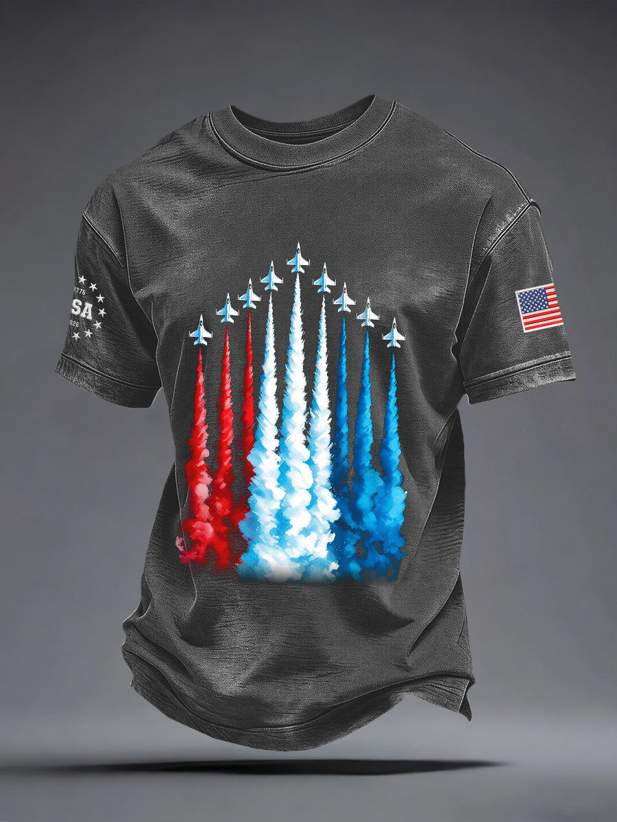 Men's USA Inspired Fighter Jets Print T-Shirt gracestitchs