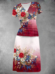 Women's Patriotic Floral Print Dress gracestitchs