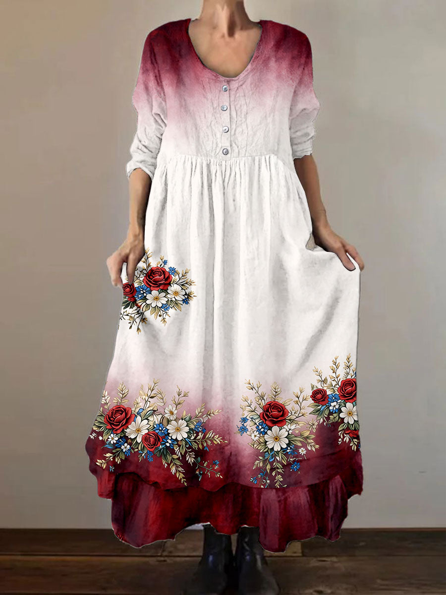 Women's Patriotic Floral Print Dress gracestitchs