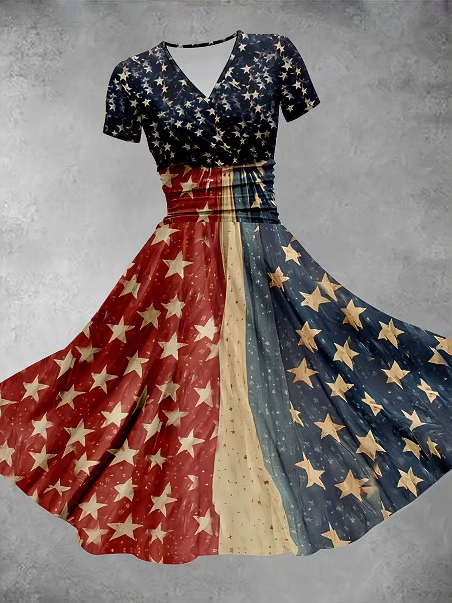Women's Patriotic Flag Print Dress gracestitchs