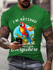 Men's I‘m Retired It‘s 5 O'clock Everywhere Parrot Print Casual Tee gracestitchs