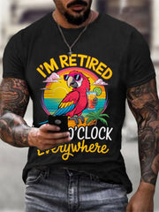 Men's I‘m Retired It‘s 5 O'clock Everywhere Parrot Print Casual Tee gracestitchs