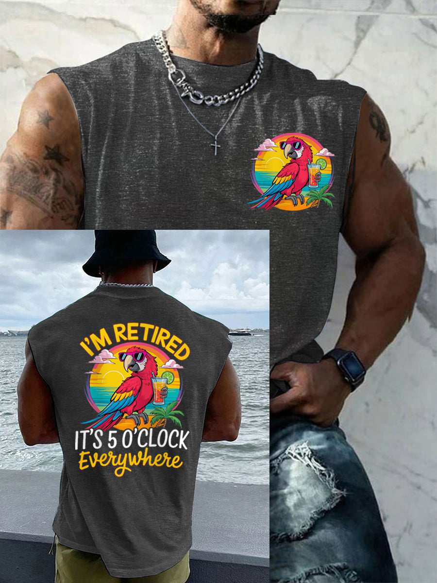 Men's LI‘m Retired It‘s 5 O'clock Everywhere Parrot Casual Tank Top gracestitchs