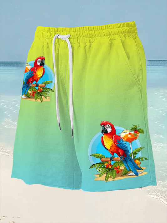 Men's Parrot Print Casual Shorts gracestitchs