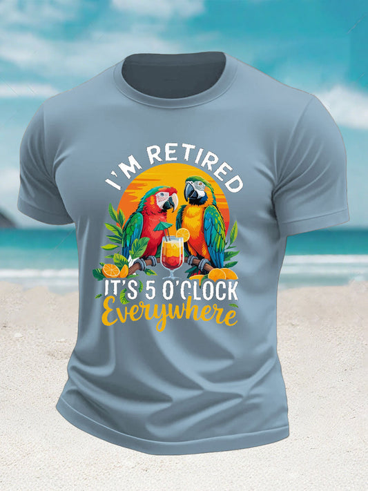 Men's It's 5 O'clock imitation cotton short-sleeved T-shirt gracestitchs