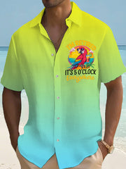 Men's I‘m Retired It‘s 5 O'clock Everywhere Parrot Casual Short Sleeve Shirt gracestitchs