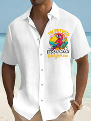 Men's I‘m Retired It‘s 5 O'clock Everywhere Parrot Casual Short Sleeve Shirt gracestitchs