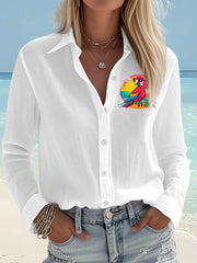 Women's I'm Retired It's 5 O'clock Everywhere Parrot Print Casual Shirt gracestitchs