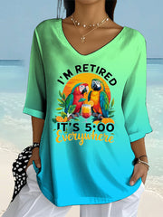 Women's It's 5 O'clock Long Sleeve Printed Shirt gracestitchs