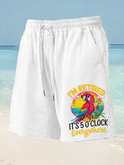 Men's I'm Retired It's 5 O'clock Somewhere Parrot Print Casual Shorts gracestitchs