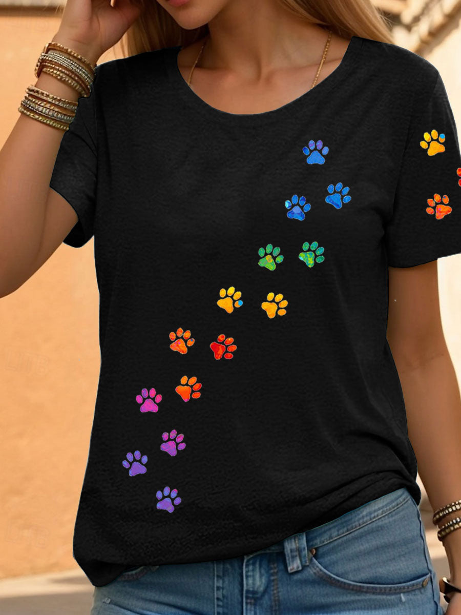 Women’s Rainbow Animal Print Casual T-Shirts gracestitchs