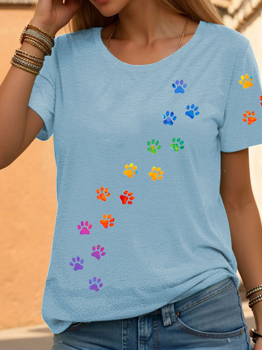 Women’s Rainbow Animal Print Casual T-Shirts gracestitchs