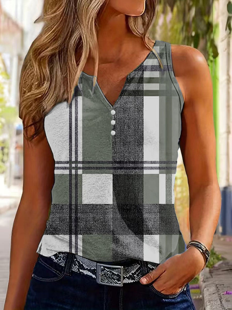 Women's Plaid Print Casual Vest gracestitchs