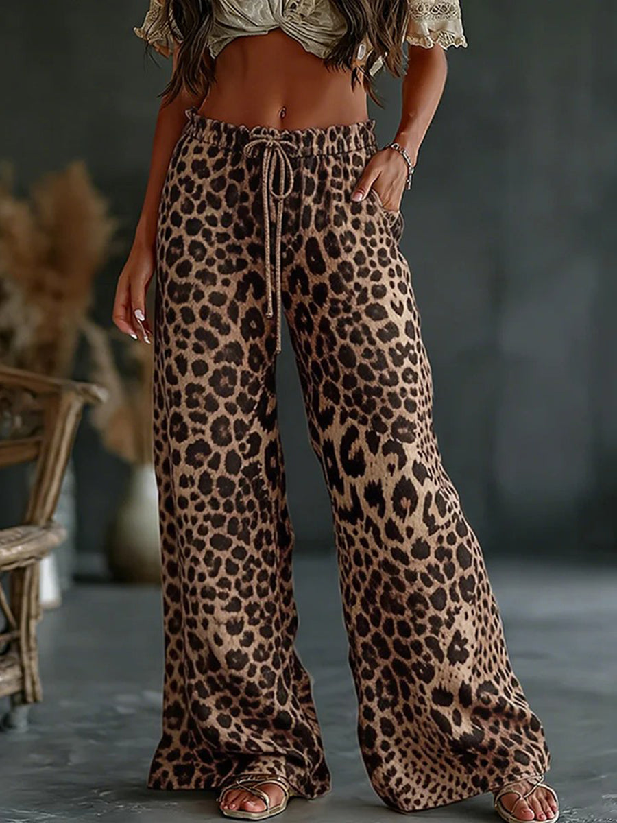 Women's Vintage Leopard Print Casual Pants gracestitchs