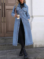 Women's Stylish Long Denim Jacket gracestitchs