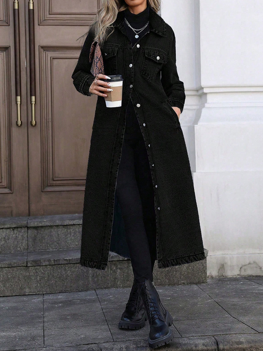 Women's Stylish Long Denim Jacket gracestitchs