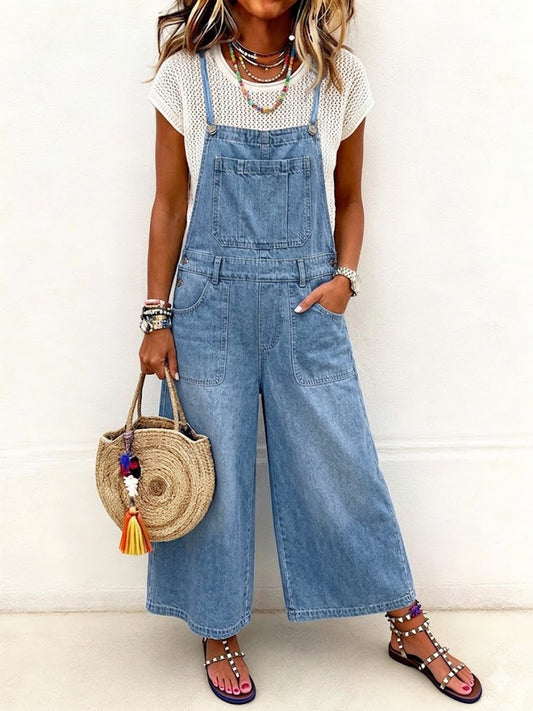 Women's Casual Wide-Leg Suspender Jumpsuit gracestitchs