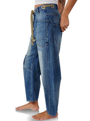 Women's Patchwork Drawstring Jeans gracestitchs