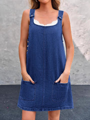 Women's Casual Overall Denim Short Dress gracestitchs