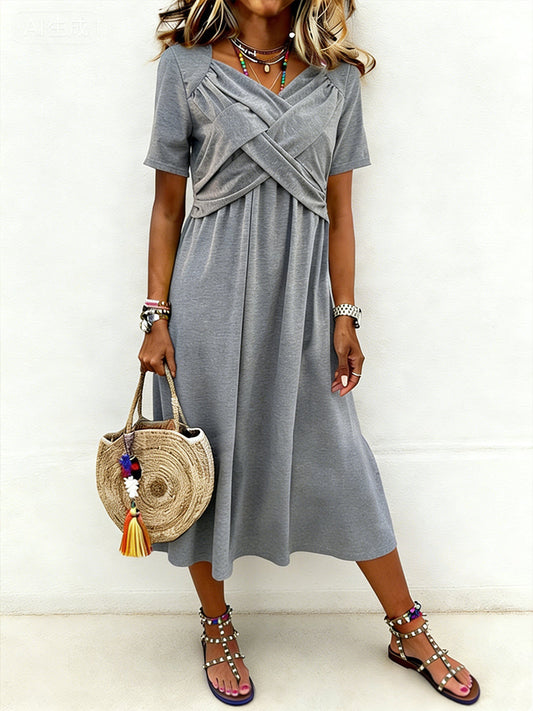 Women's Cross-Design Casual Elegant Dress gracestitchs