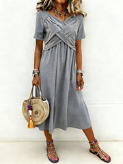 Women's Cross-Design Casual Elegant Dress gracestitchs