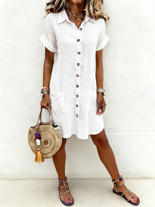 Women's Casual Elegant Mid-Length Shirt Dress gracestitchs