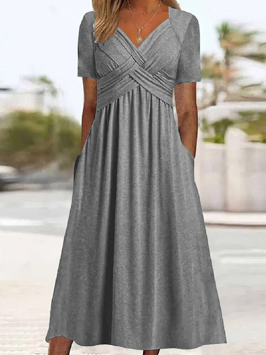 Women's Cross-Design Casual Elegant Dress gracestitchs