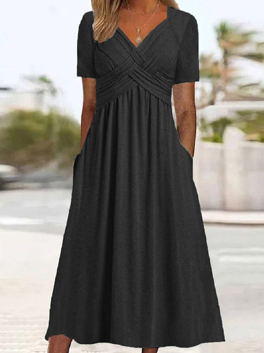 Women's Cross-Design Casual Elegant Dress gracestitchs