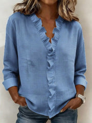Women's Casual Elegant Ruffle Long-Sleeve Shirt gracestitchs