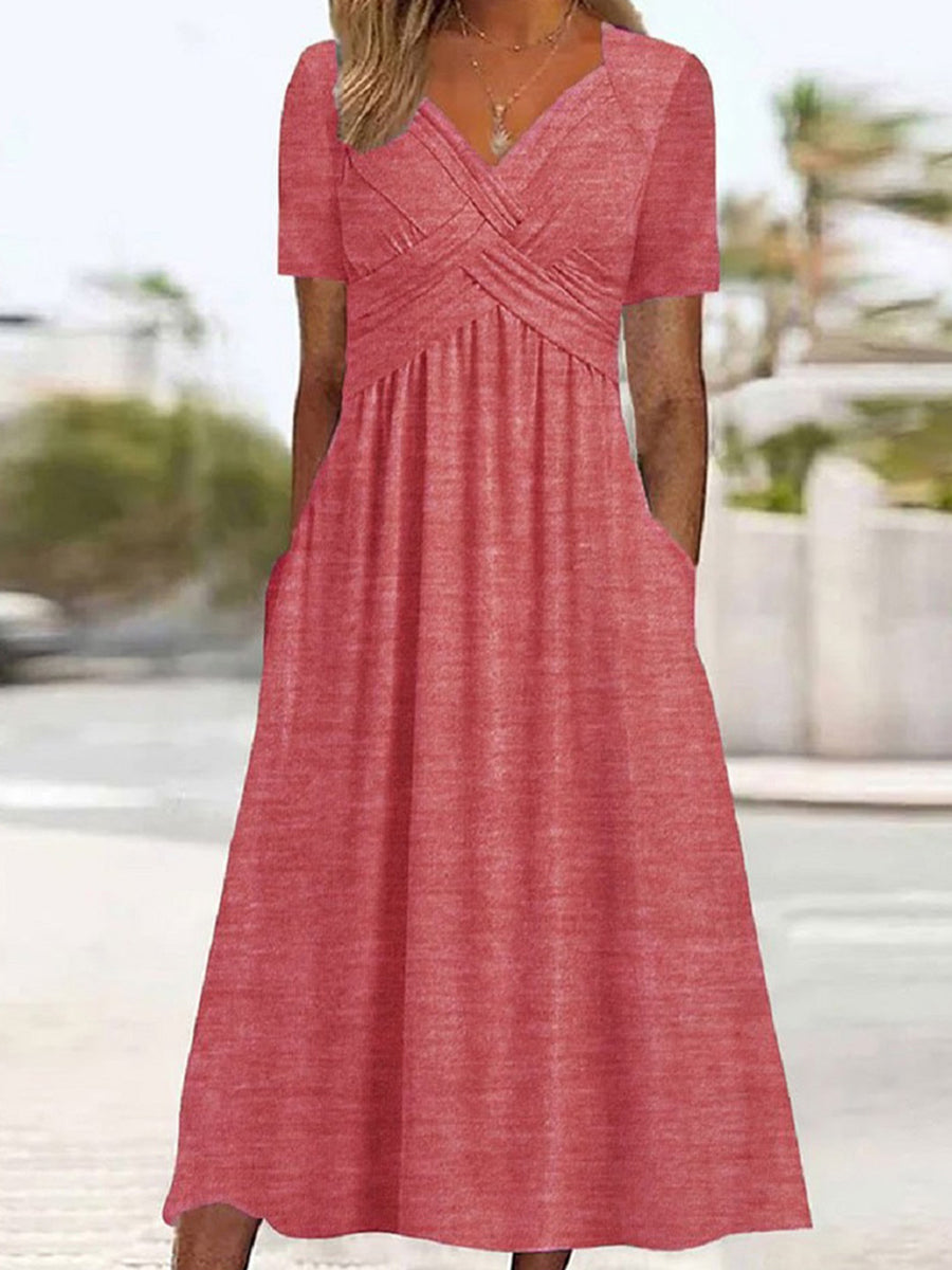 Women's Cross-Design Casual Elegant Dress gracestitchs